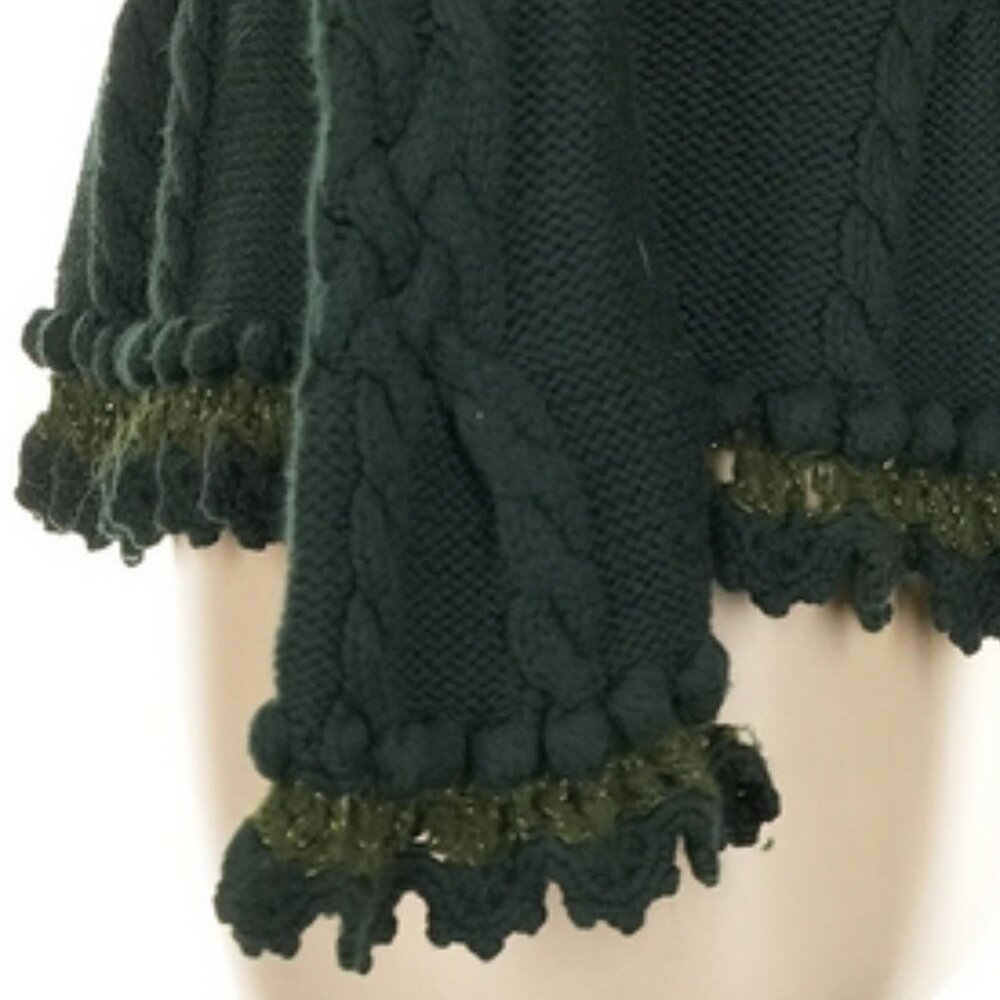 🌿 Carlisle Forest Green Merino Wool Fairycore Cardigan | Knit Flower Appliqué S - Picture 9 of 13